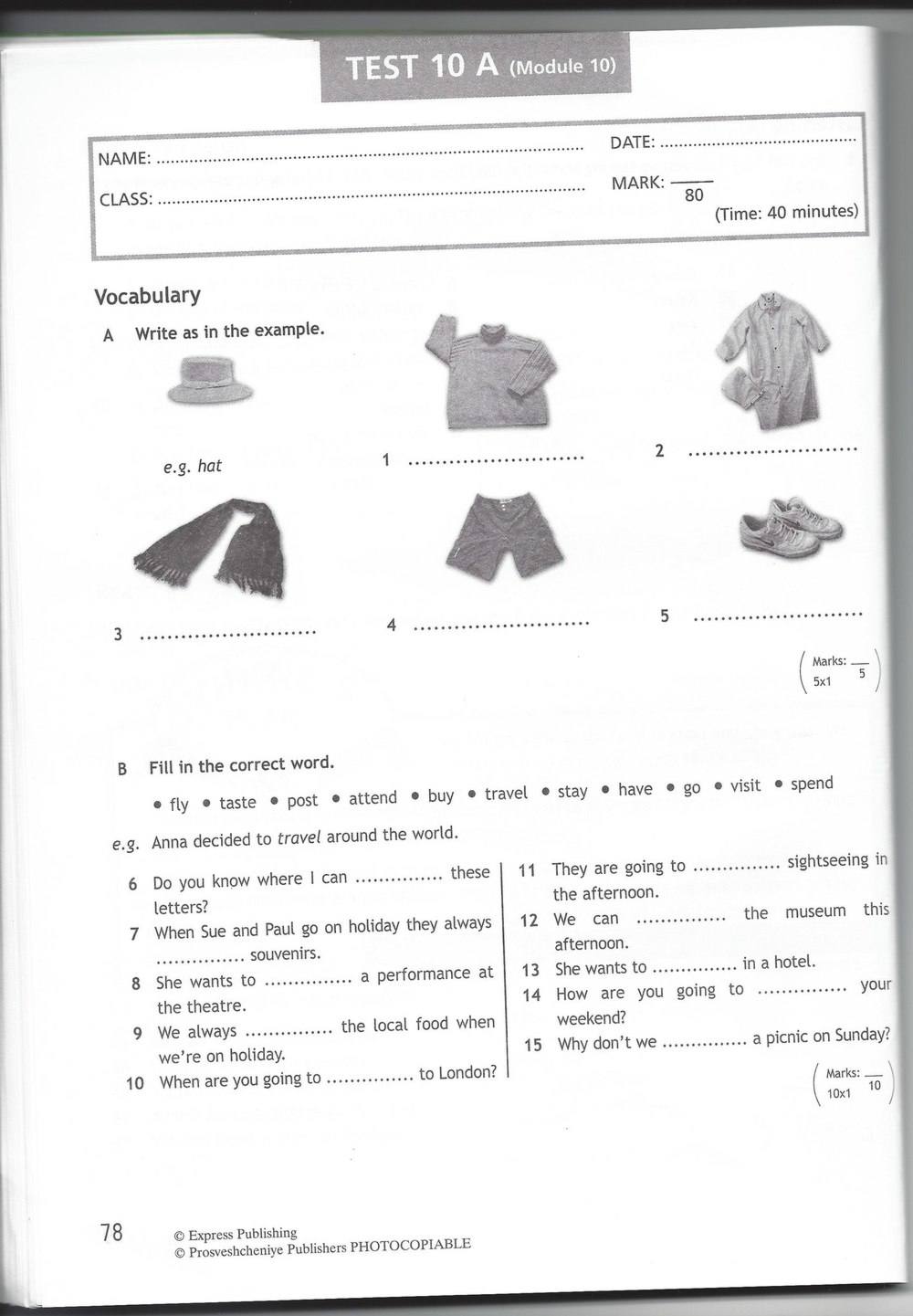 Spotlight 6: Test Booklet, 6 класс, Ваулина, Эванс, Дули, 2010, задание: стр. 78