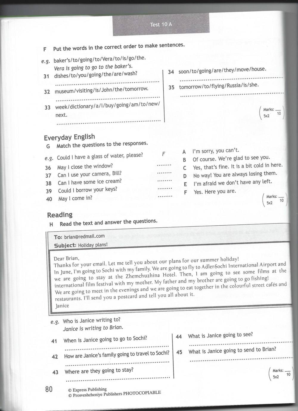 Spotlight 6: Test Booklet, 6 класс, Ваулина, Эванс, Дули, 2010, задание: стр. 80