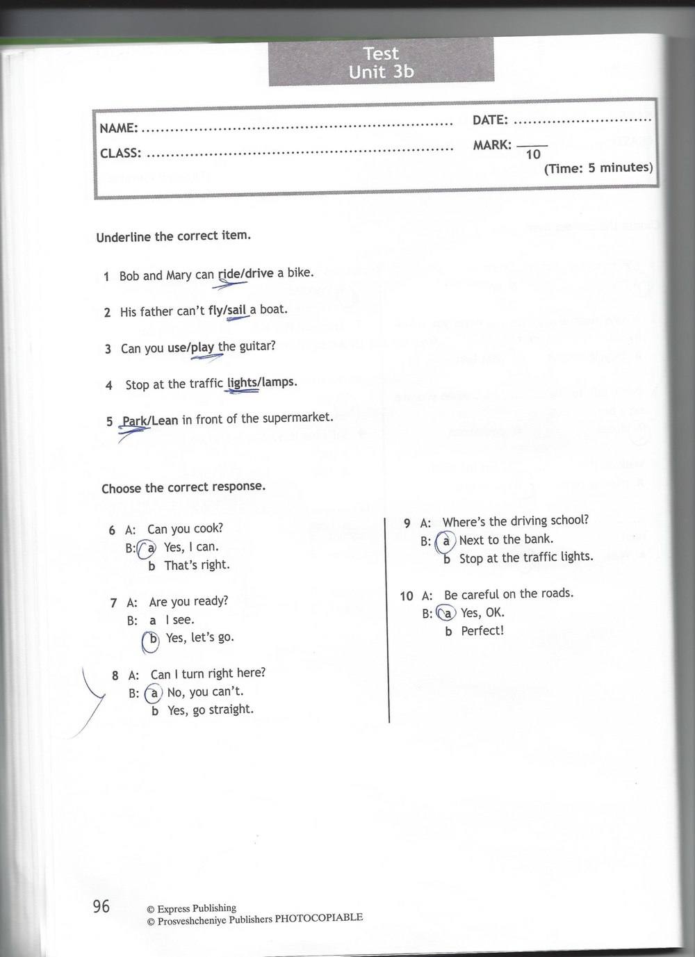 Spotlight 6: Test Booklet, 6 класс, Ваулина, Эванс, Дули, 2010, задание: стр. 96