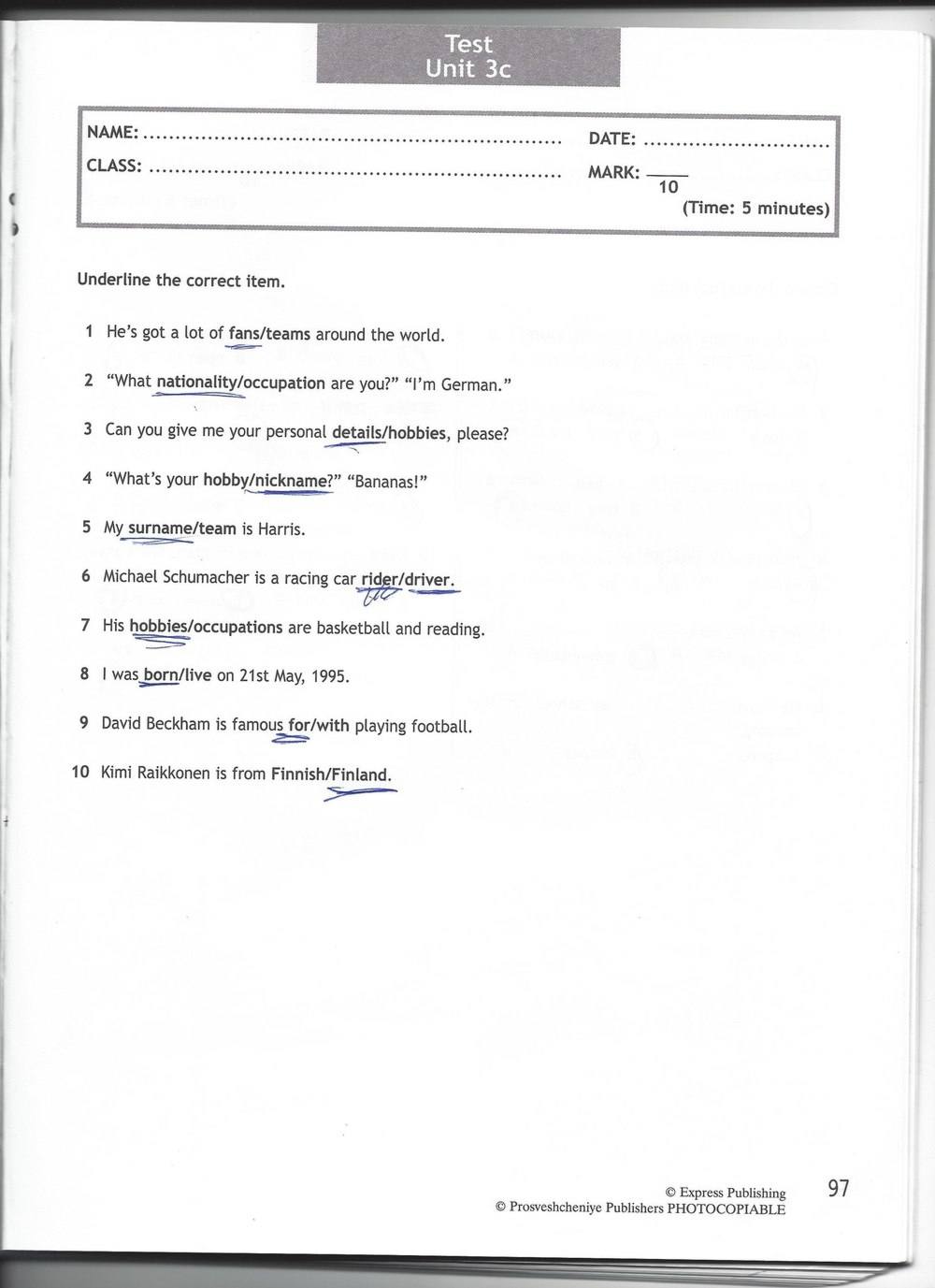 Spotlight 6: Test Booklet, 6 класс, Ваулина, Эванс, Дули, 2010, задание: стр. 97