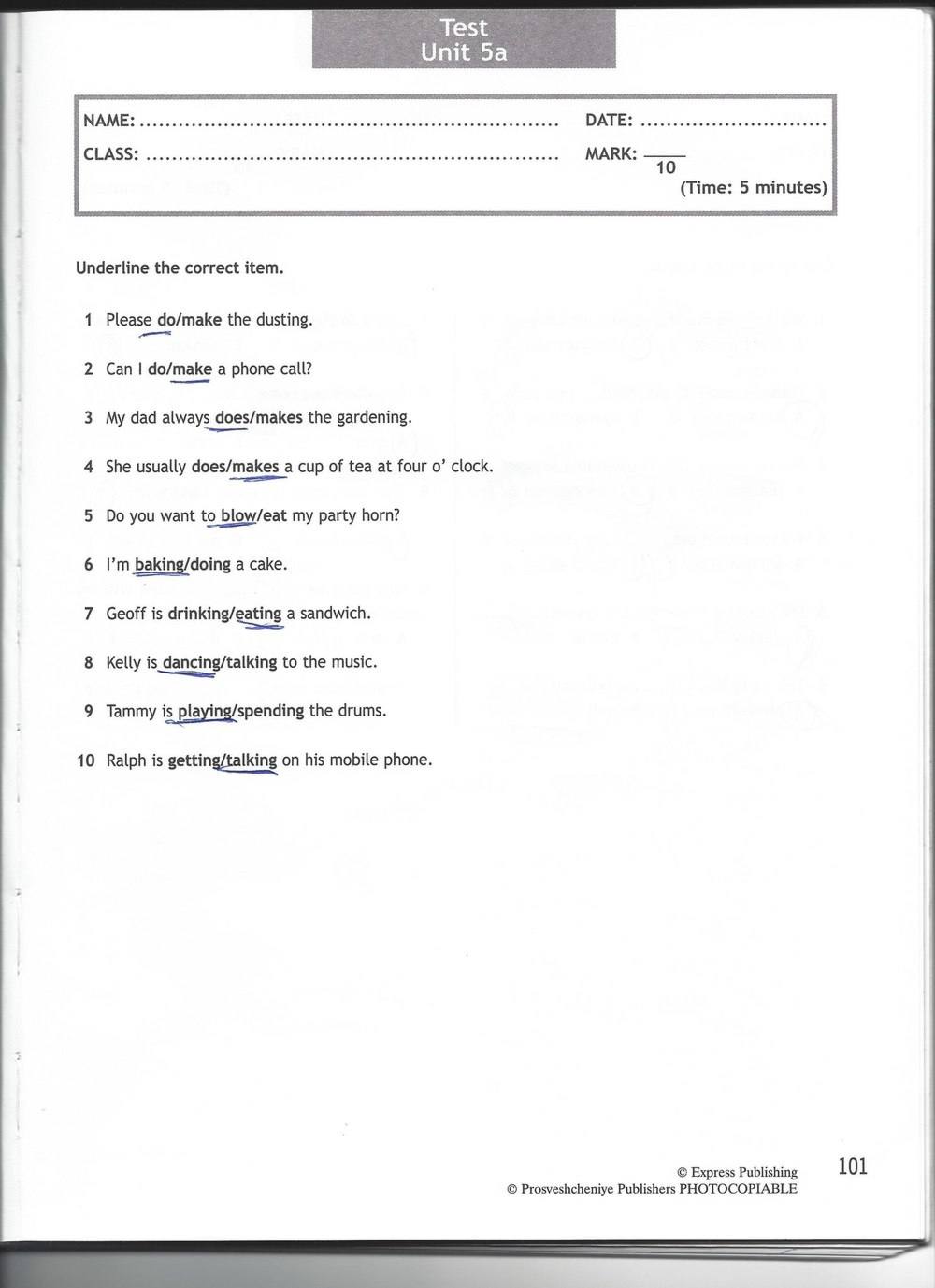Spotlight 6: Test Booklet, 6 класс, Ваулина, Эванс, Дули, 2010, задание: стр. 101