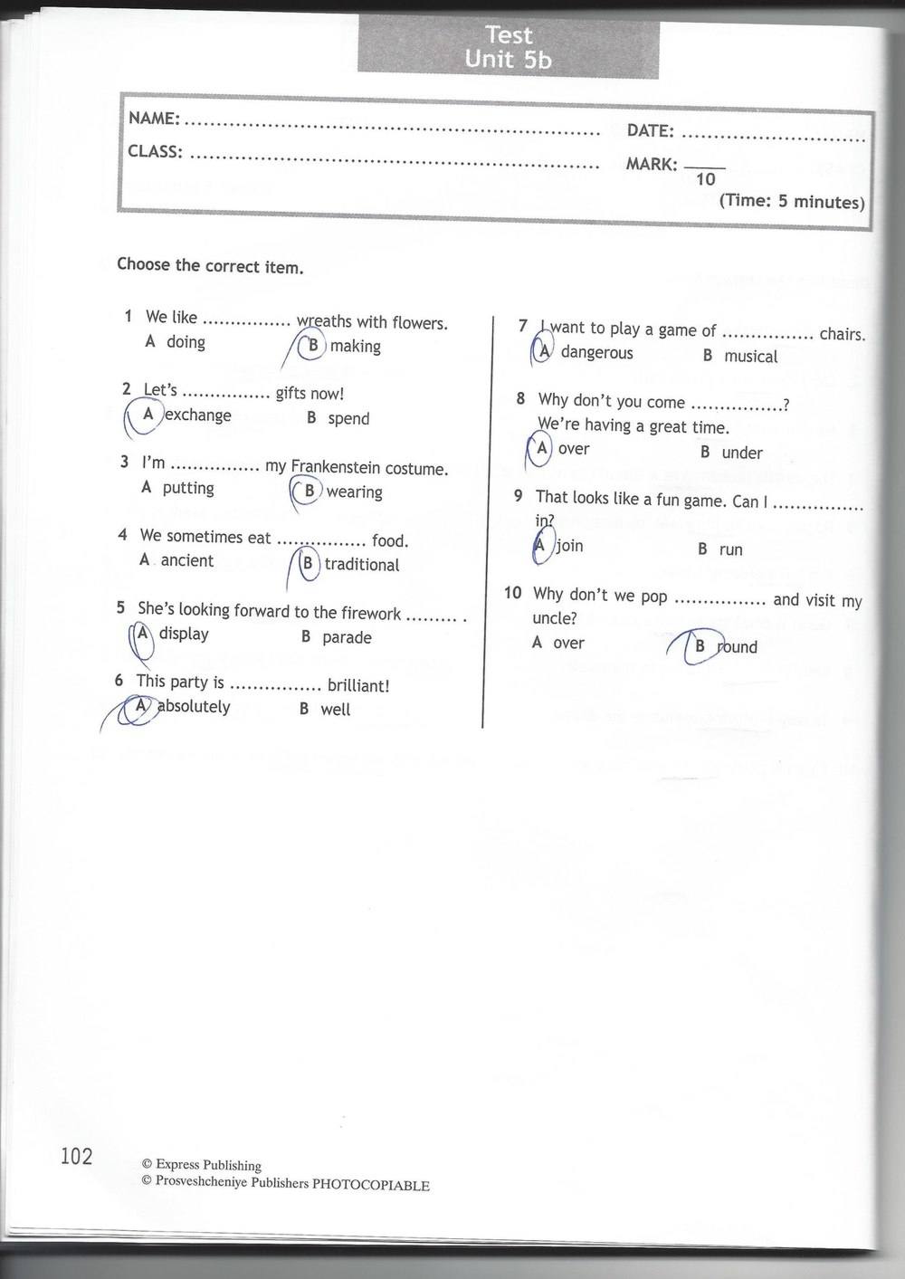 Spotlight 6: Test Booklet, 6 класс, Ваулина, Эванс, Дули, 2010, задание: стр. 102