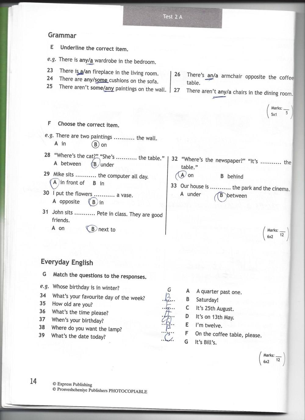 Spotlight 6: Test Booklet, 6 класс, Ваулина, Эванс, Дули, 2010, задание: стр. 14