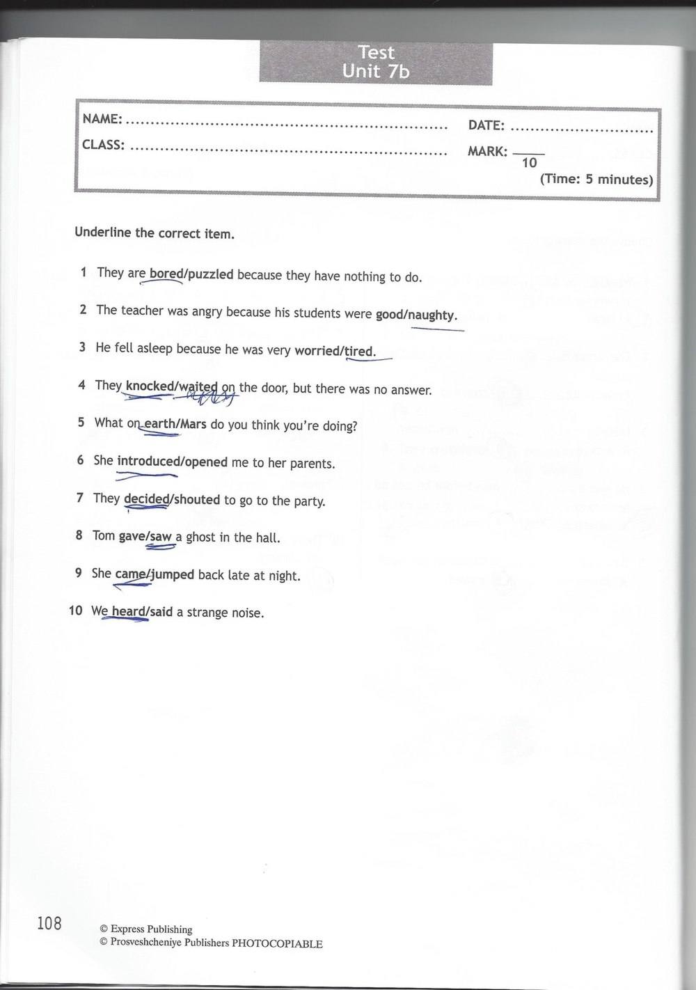 Spotlight 6: Test Booklet, 6 класс, Ваулина, Эванс, Дули, 2010, задание: стр. 108