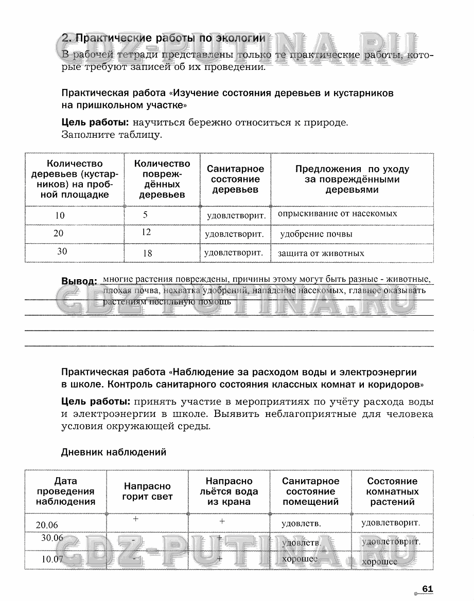 Рабочая тетрадь. Часть 2, 6 класс, Сухова Т.С., Строганов В. И., 2013 - 2015, задание: 61