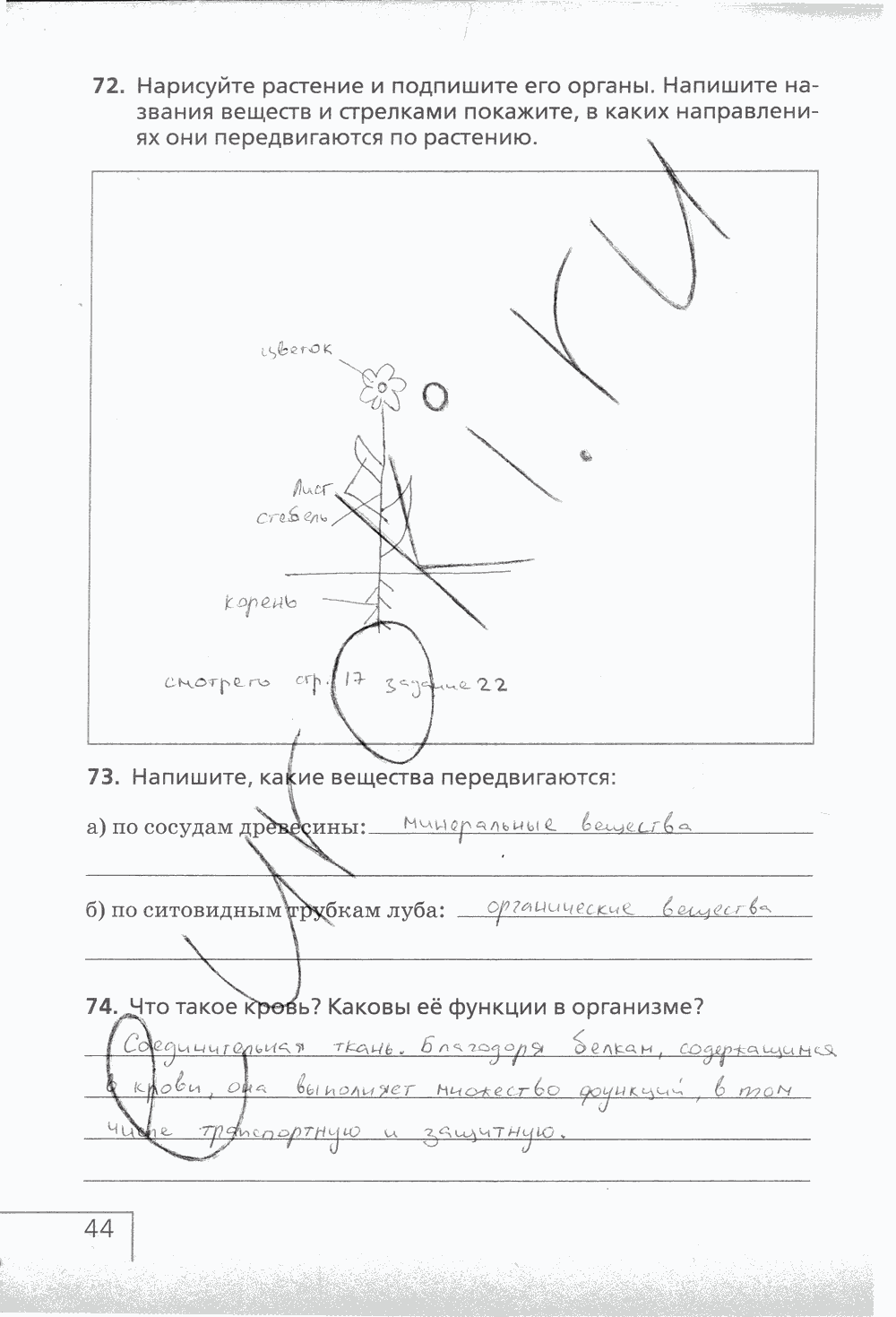 Рабочая тетрадь (с белочкой), 6 класс, Сонин Н.И., 2014, задание: стр. 44