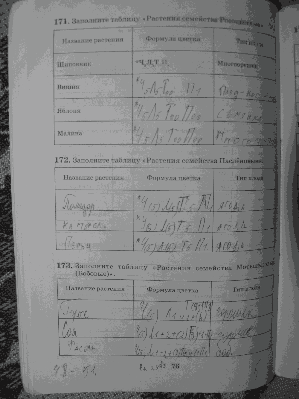 Рабочая тетрадь. Бактерии, грибы, растения, 6 класс, Пасечник, Снисаренко, 2013 - 2016, задача: стр.76