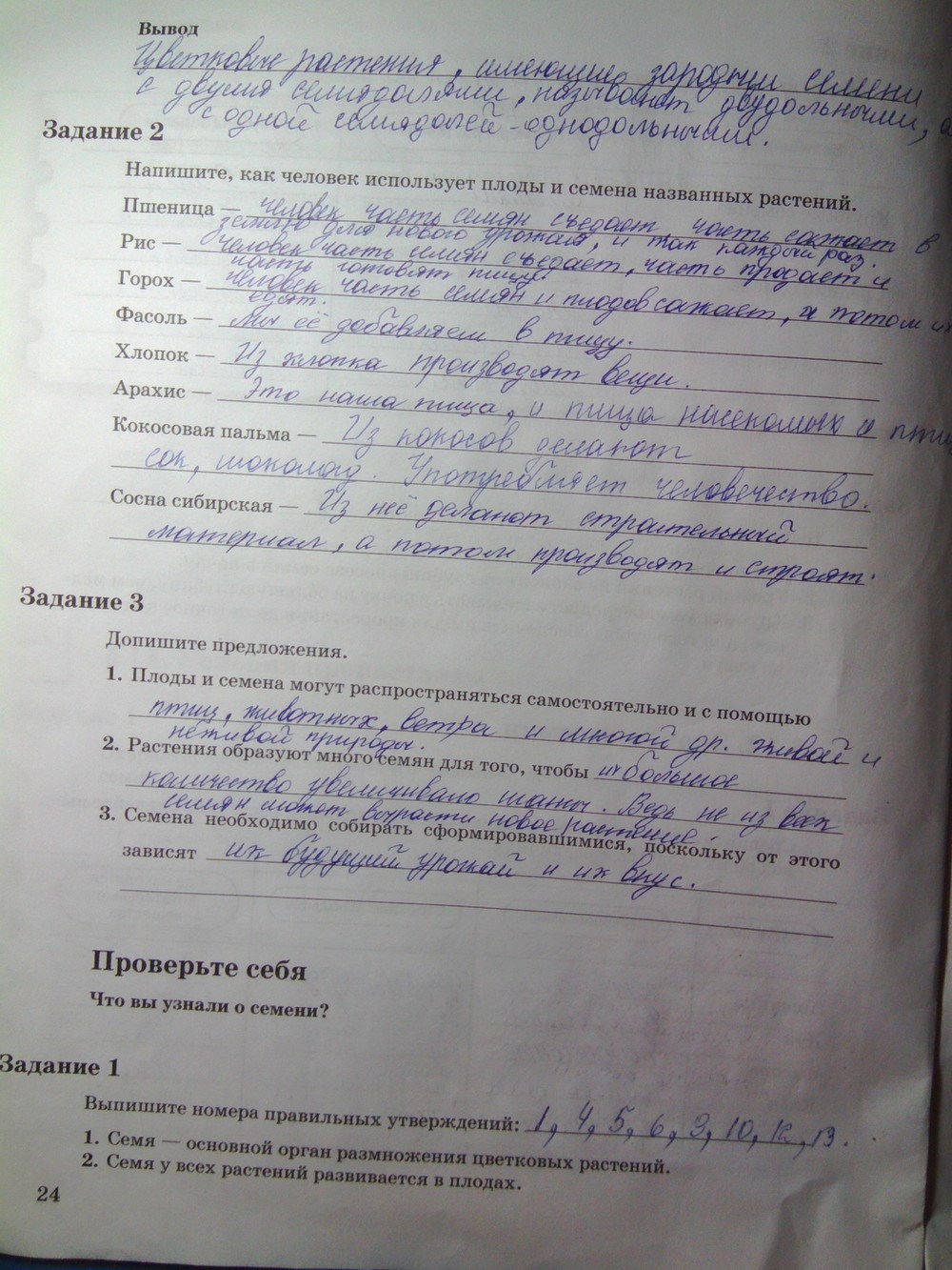 Рабочая тетрадь. Часть 1, 6 класс, Пономарева И.Н., Корнилова О.А., Кучменко В.С., 2011 - 2013, задание: стр.24