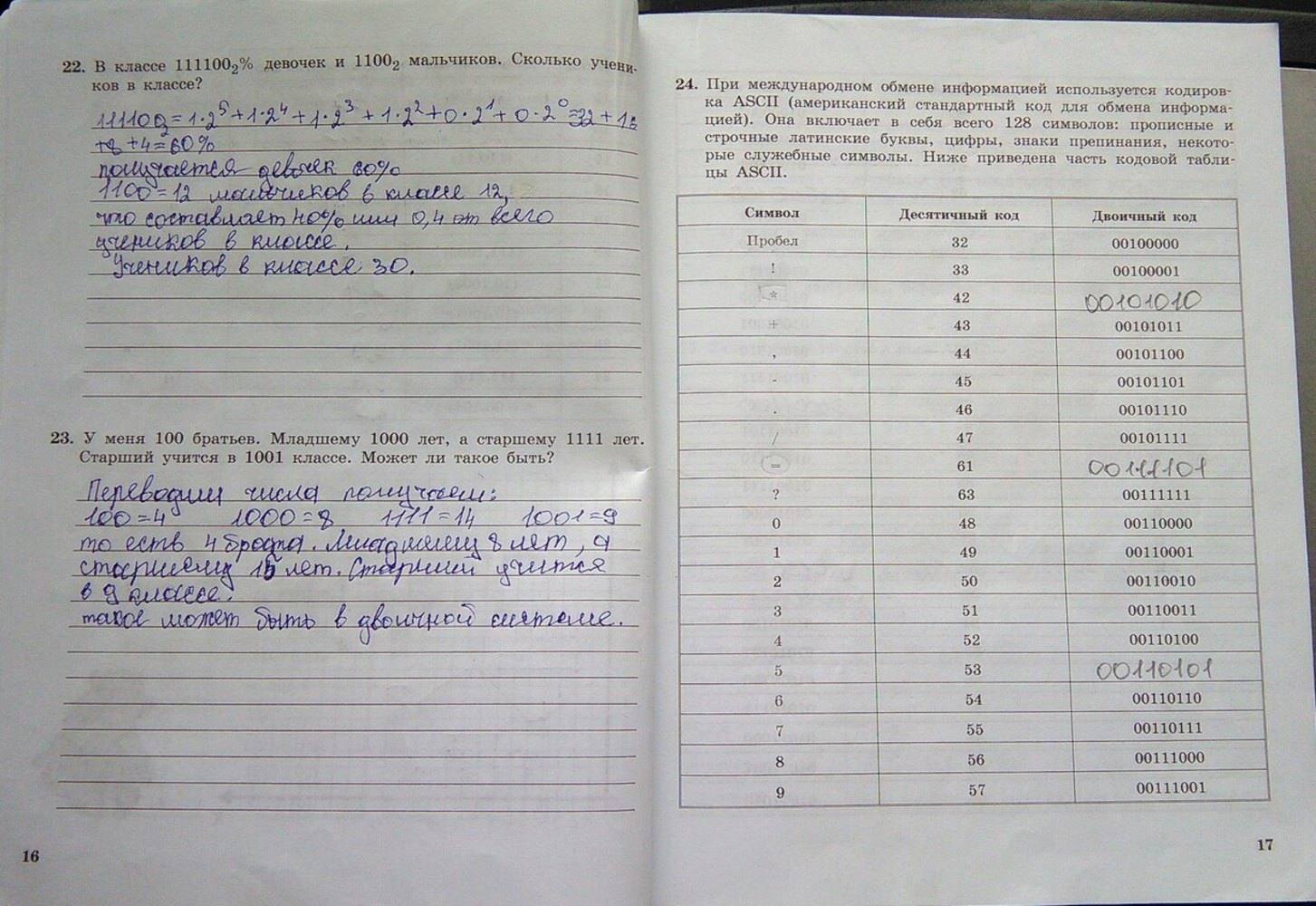 Рабочая тетрадь, 6 класс, Босова Л., 2013, задание: стр. 16-17