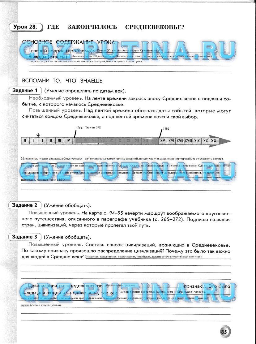 Рабочая тетрадь, 6 класс, Данилов Д. Д., Давыдова С. М., 2016, задание: 85