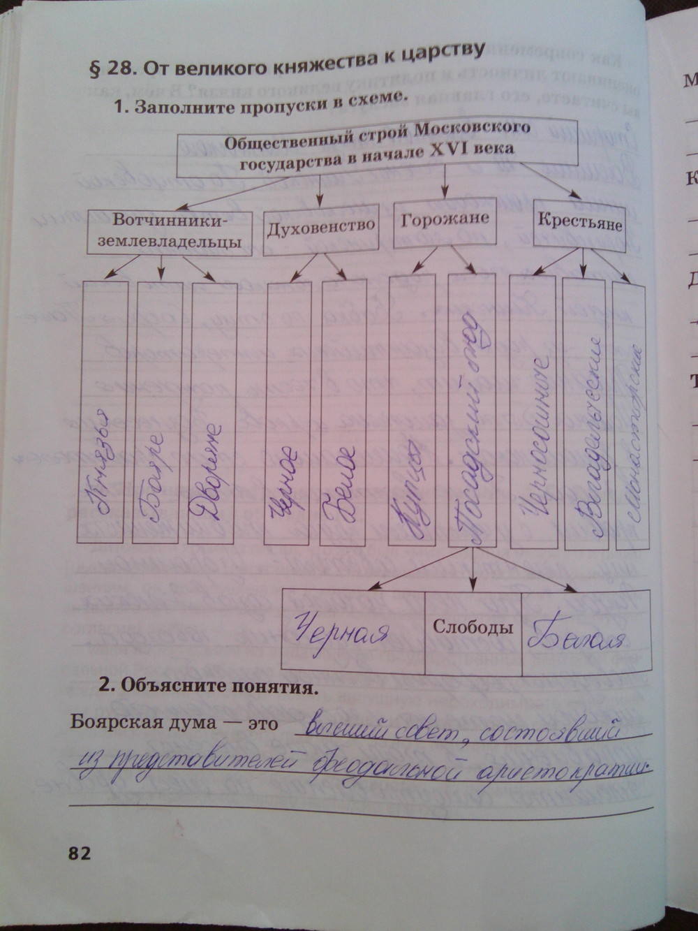 Рабочая тетрадь. К учебнику Е.В. Пчелова, 6 класс, Кочегаров К.А., задание: стр.82