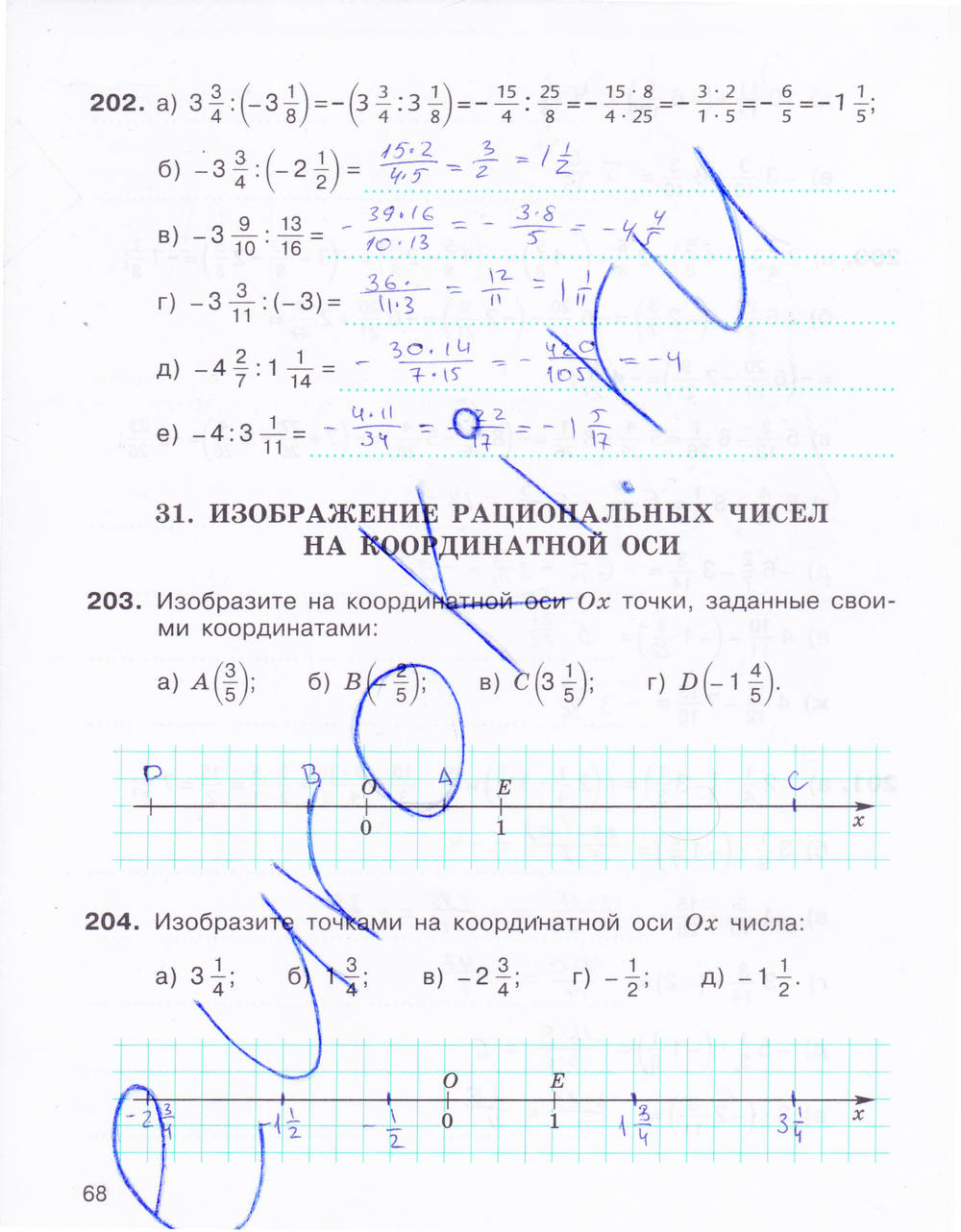 Рабочая тетрадь, 6 класс, С.М.Никольского, Потапов М. К., Шевкин А. В., 2015, задание: стр. 68