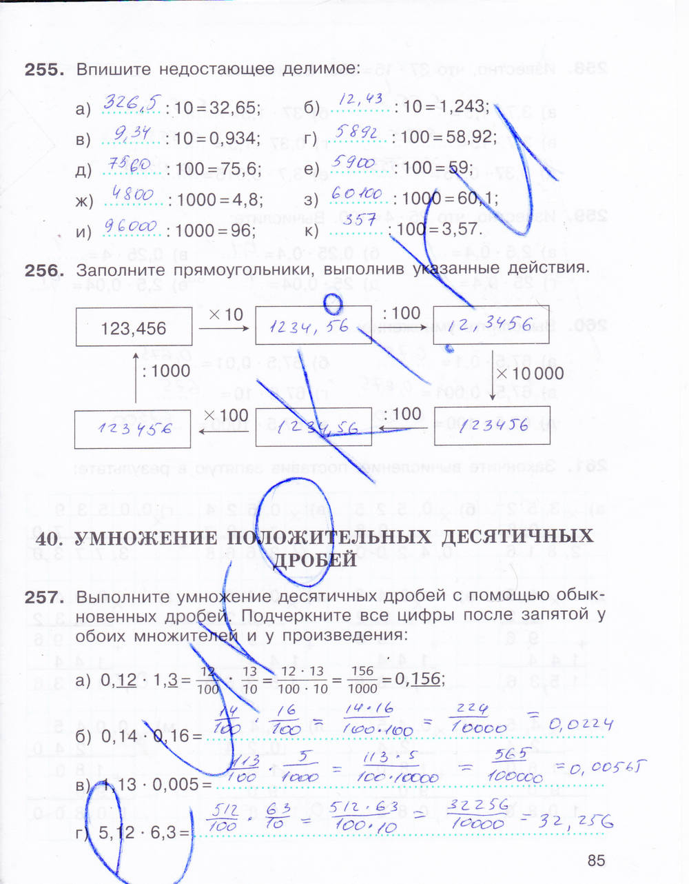 Рабочая тетрадь, 6 класс, С.М.Никольского, Потапов М. К., Шевкин А. В., 2015, задание: стр. 85