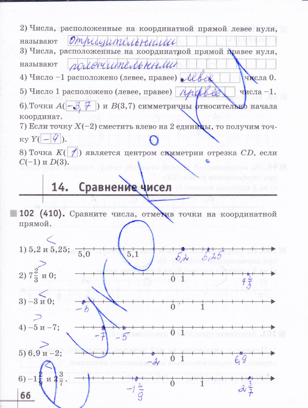 Рабочая тетрадь №1, 6 класс, Муравин Г.К. Муравина О.В., 2014, задание: стр. 66