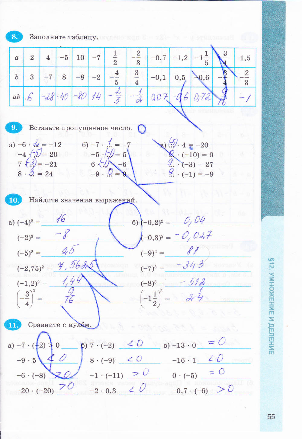Рабочая тетрадь №1, 6 класс, Ерина Т.М., 2014, задание: стр. 55
