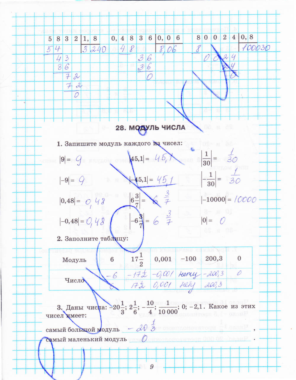 Рабочая тетрадь №2, 6 класс, Рудницкая В.Н., 2013, задание: стр. 9