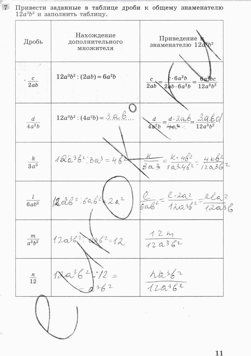 Рабочая тетрадь. Часть 2, 7 класс, Ш.А. Алимов, Ю.М. Колягин М.В. Ткачева, 2015, задание: стр. 11