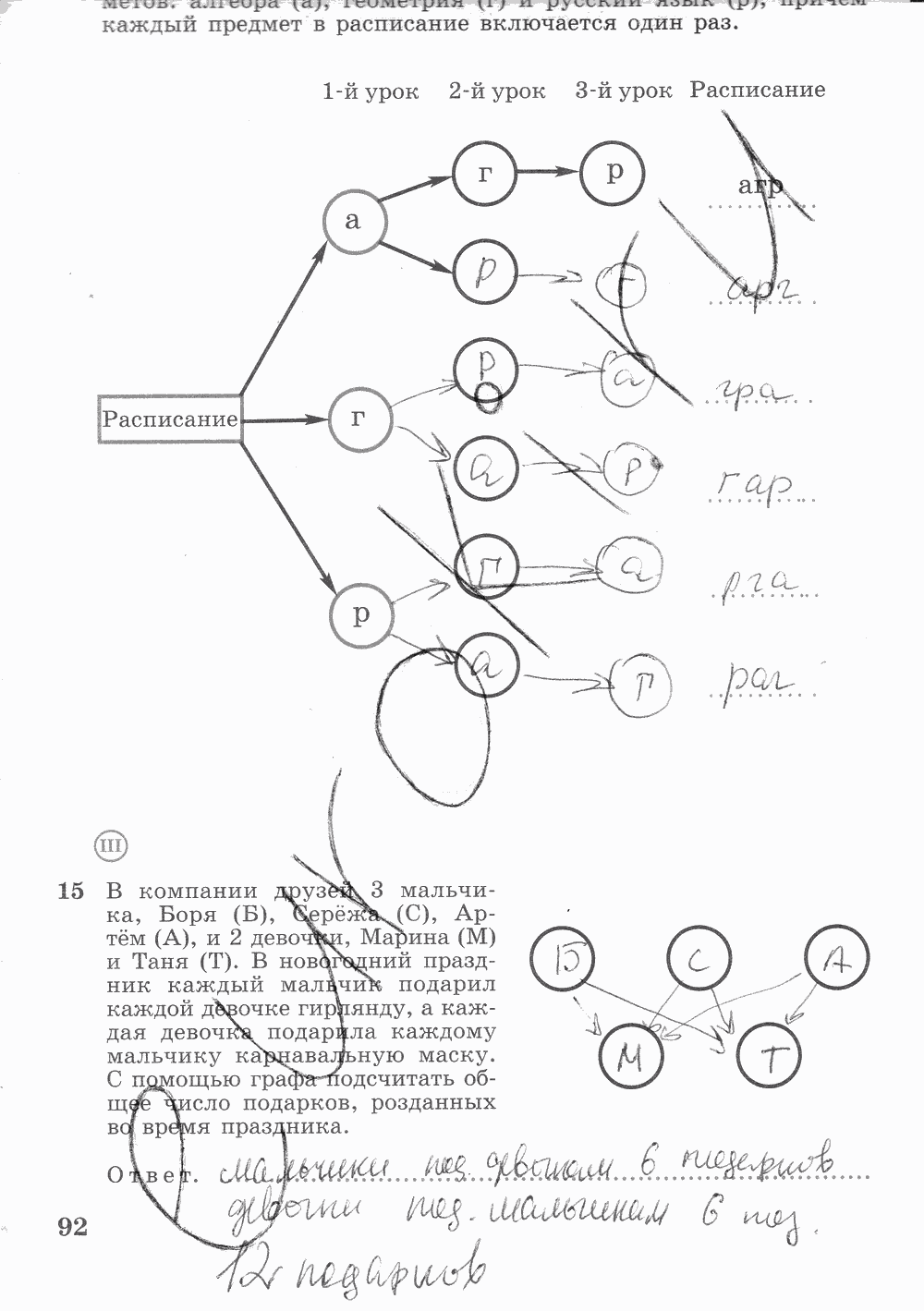 Рабочая тетрадь. Часть 2, 7 класс, Ш.А. Алимов, Ю.М. Колягин М.В. Ткачева, 2015, задание: стр. 92