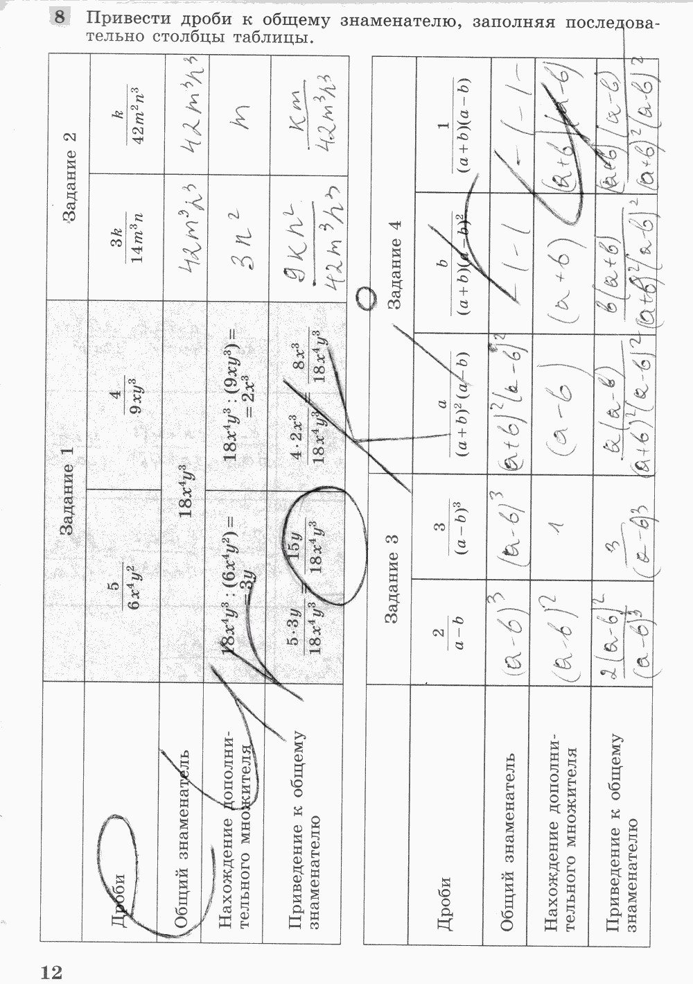 Рабочая тетрадь. Часть 2, 7 класс, Ш.А. Алимов, Ю.М. Колягин М.В. Ткачева, 2015, задание: стр. 12