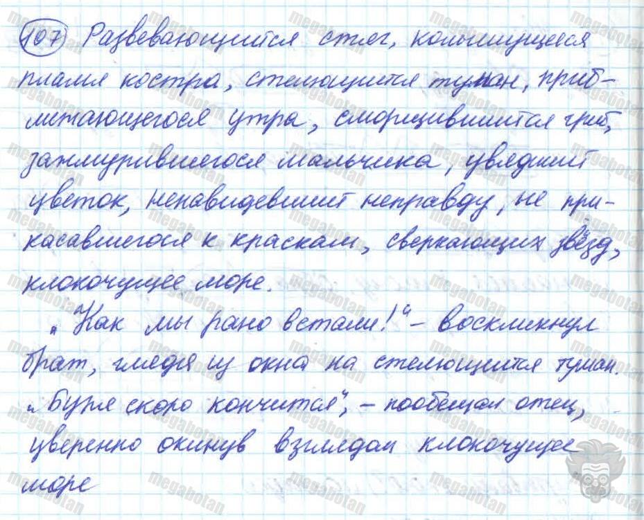 Русский язык, 7 класс, Баранов, 2007 - 2011, задание: 107