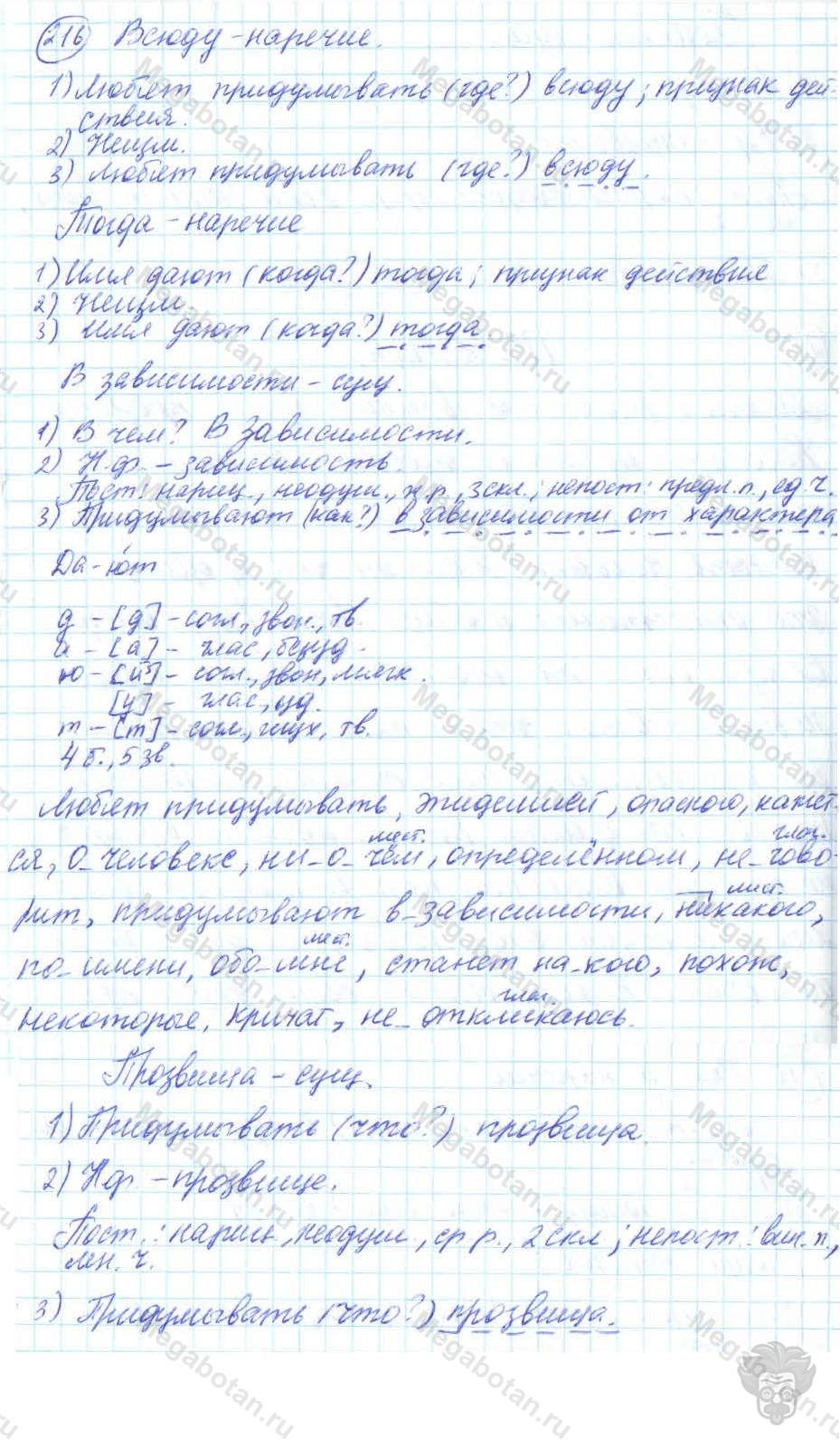 Русский язык, 7 класс, Баранов, 2007 - 2011, задание: 216