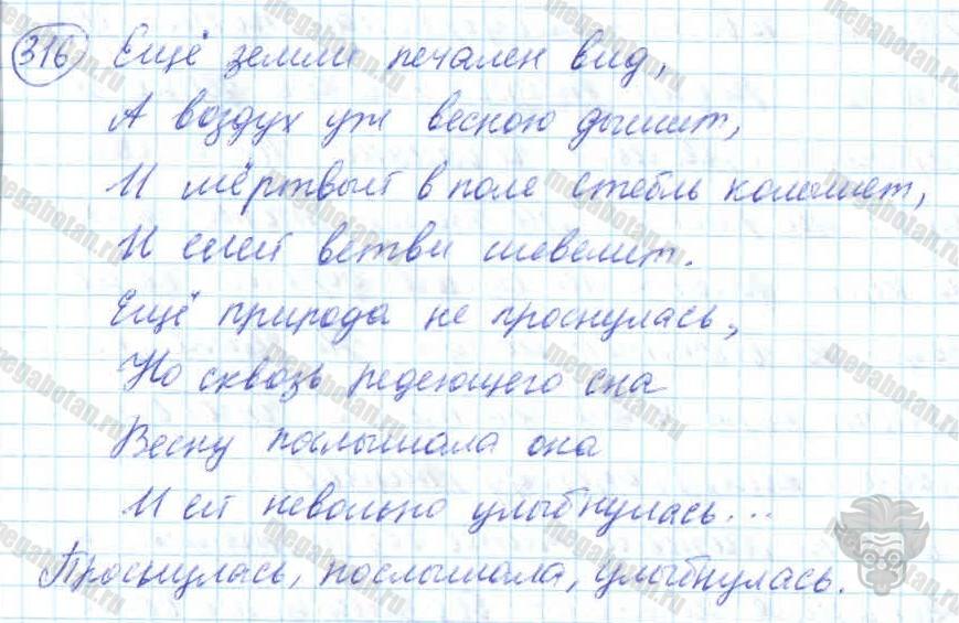 Русский язык, 7 класс, Баранов, 2007 - 2011, задание: 316