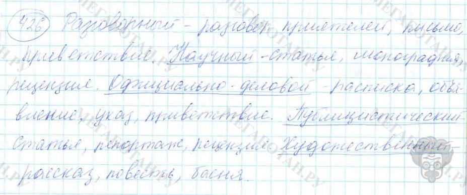 Русский язык, 7 класс, Баранов, 2007 - 2011, задание: 426