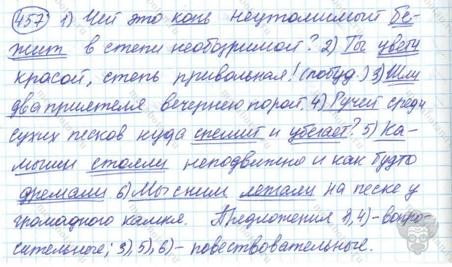 Русский язык, 7 класс, Баранов, 2007 - 2011, задание: 457