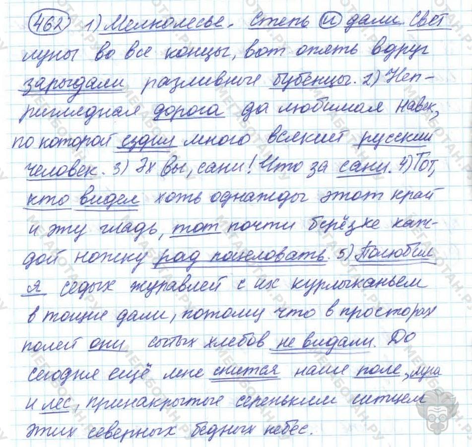 Русский язык, 7 класс, Баранов, 2007 - 2011, задание: 462