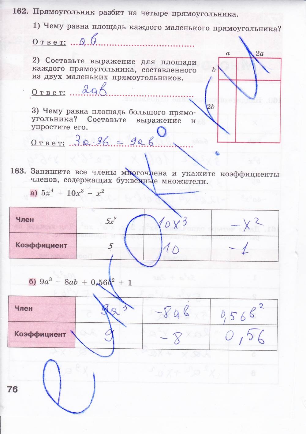 Рабочая тетрадь, 7 класс, Минаева С.С., Рослова Л.О., 2011 - 2014, задание: стр. 76