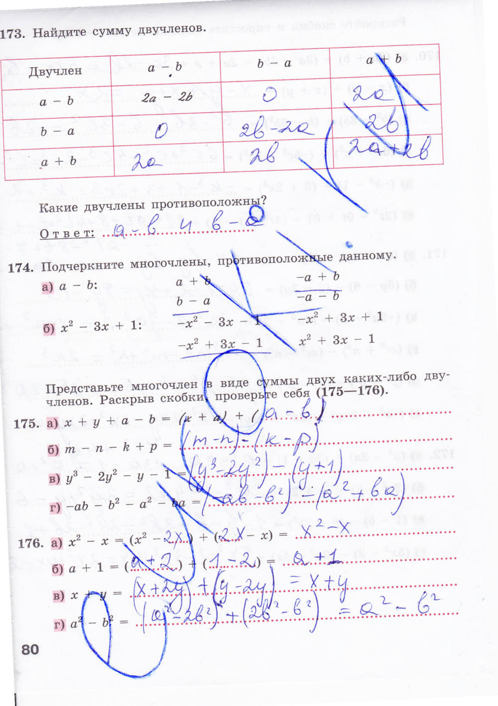 Рабочая тетрадь, 7 класс, Минаева С.С., Рослова Л.О., 2011 - 2014, задание: стр. 80