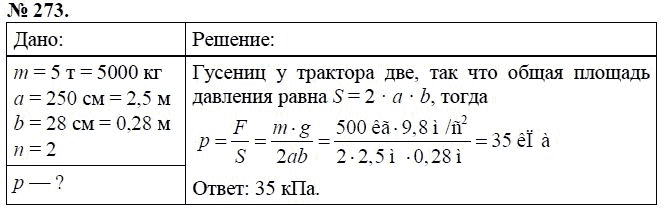 Сборник задач по физике, 7 класс, А.В. Перышкин, 2010, задание: 273