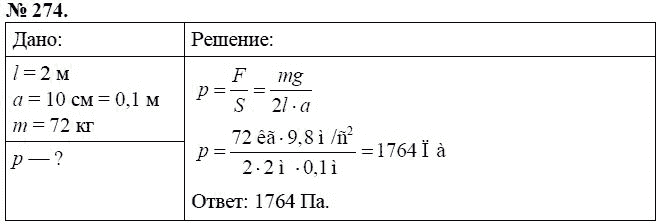 Сборник задач по физике, 7 класс, А.В. Перышкин, 2010, задание: 274