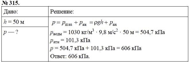 Сборник задач по физике, 7 класс, А.В. Перышкин, 2010, задание: 315