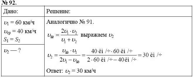 Сборник задач по физике, 7 класс, А.В. Перышкин, 2010, задание: 92