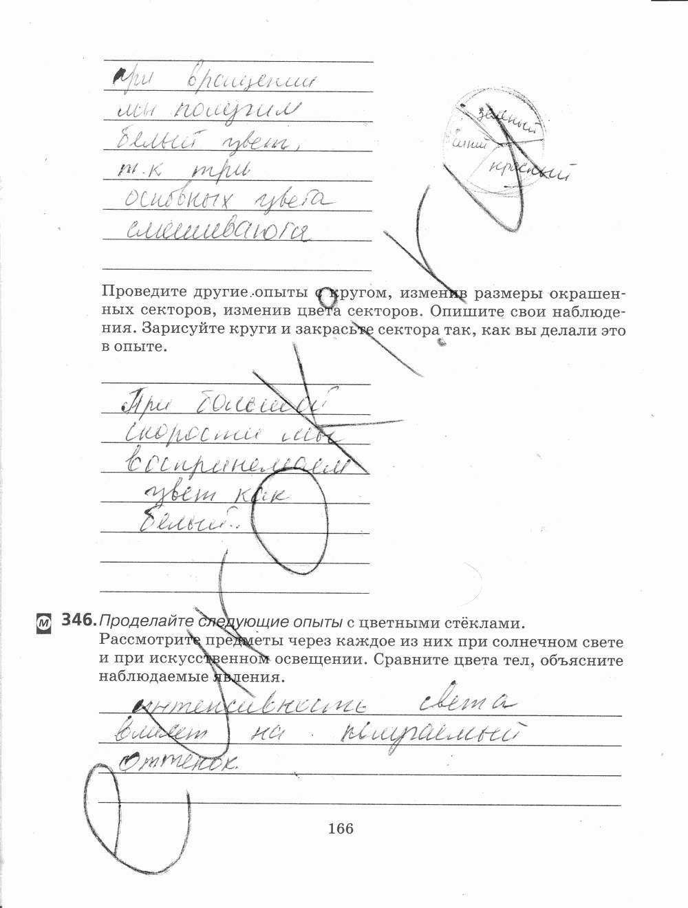 Рабочая тетрадь, 7 класс, Н.С. Пурышева, Н.Е. Важеевская, 2012, задание: стр. 166