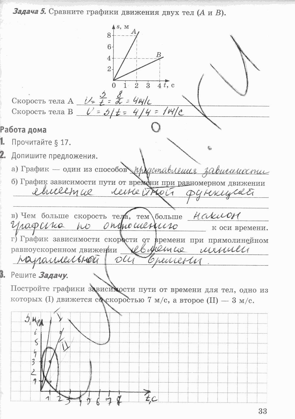 Рабочая тетрадь к учебнику А.В. Перышкина, 7 класс, Минькова, Иванова, 2016, задача: стр. 33