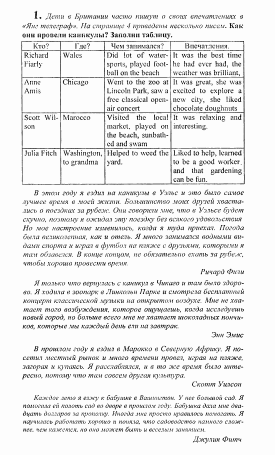 Students Book - Reader - Activity Book - Assessment Tasks, 7 класс, Кузовлев, Лапа, 2008, Reader, Unit 1. Счастлив ли ты в школе?, 1 Задание: 1