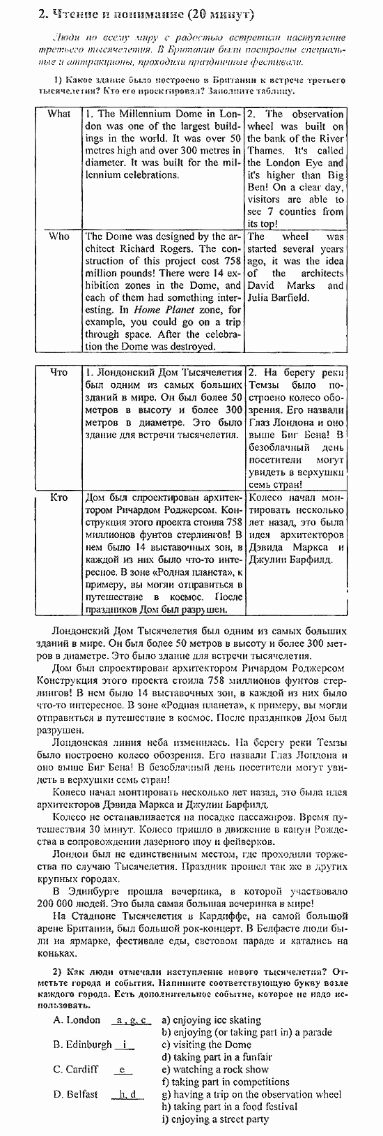 Students Book - Reader - Activity Book - Assessment Tasks, 7 класс, Кузовлев, Лапа, 2008, Assessment Tasks, Term 4, Задание: 2