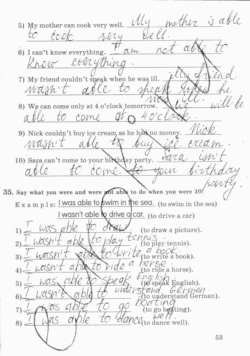 Рабочая тетрадь. № 2, 7 класс, О.В. Афанасьева, И.В. Михеева, К.М. Баранова, 2014 - 2015, задание: Стр. 53