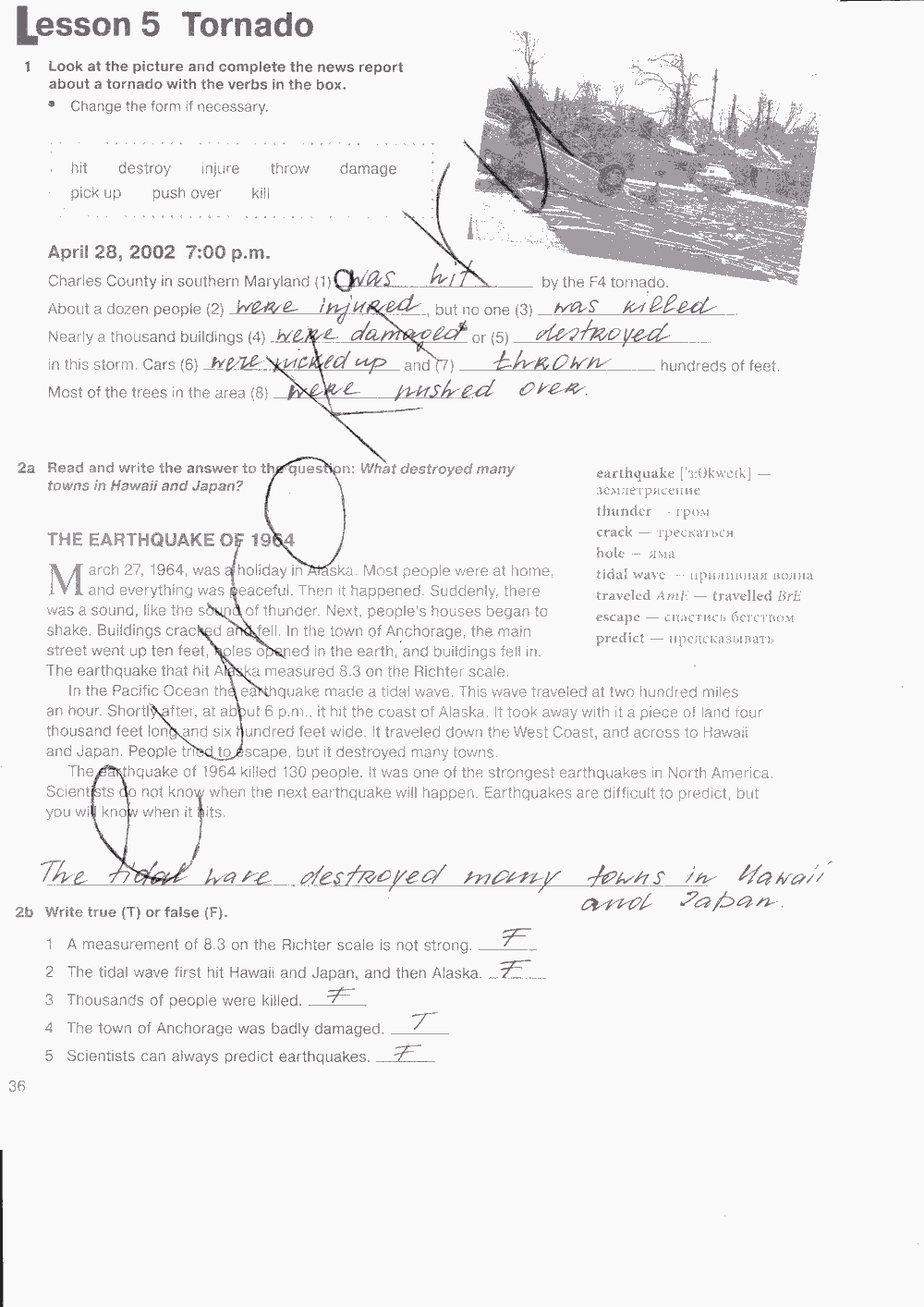 Рабочая тетрадь. Workbook, 7 класс, Н. Деревянко, С. Жаворонкова, Л. Козятинская, 2014 - 2016, задание: стр. 36