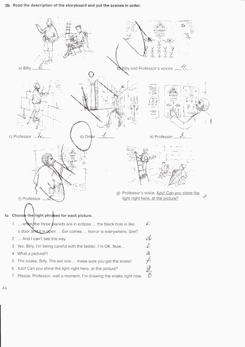 Рабочая тетрадь. Workbook, 7 класс, Н. Деревянко, С. Жаворонкова, Л. Козятинская, 2014 - 2016, задание: стр. 44