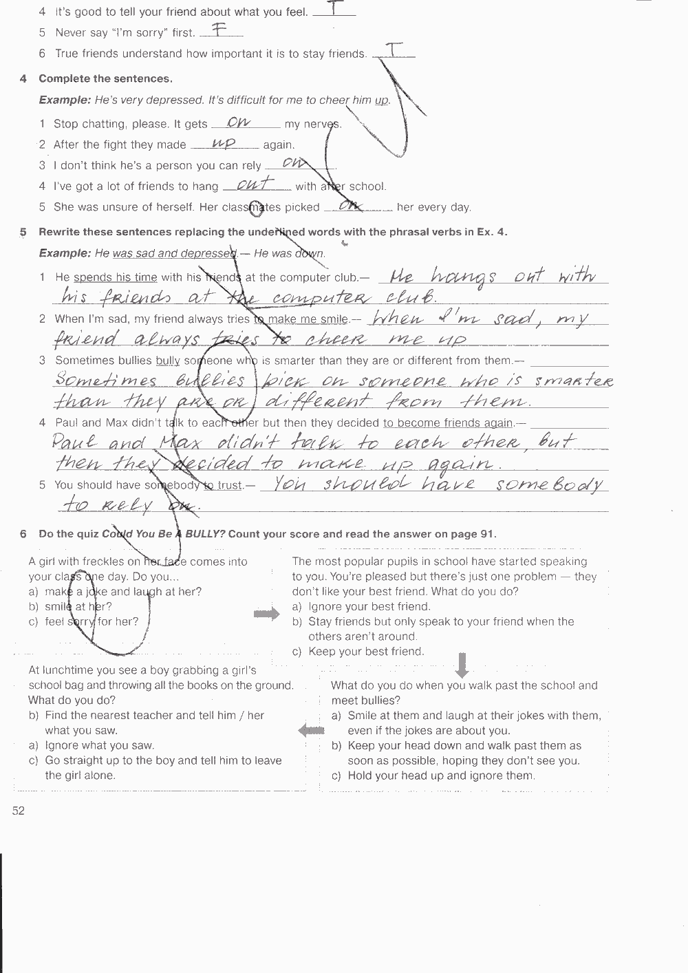 Рабочая тетрадь. Workbook, 7 класс, Н. Деревянко, С. Жаворонкова, Л. Козятинская, 2014 - 2016, задание: стр. 52