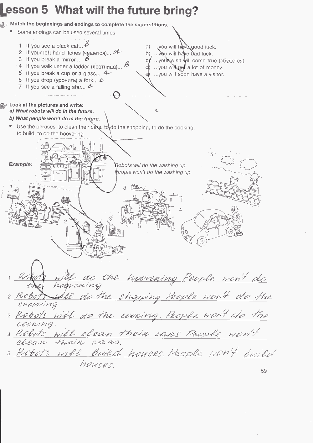 Рабочая тетрадь. Workbook, 7 класс, Н. Деревянко, С. Жаворонкова, Л. Козятинская, 2014 - 2016, задание: стр. 59