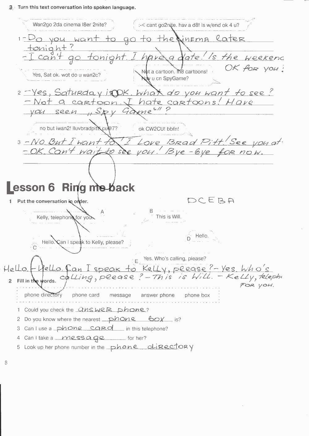 Рабочая тетрадь. Workbook, 7 класс, Н. Деревянко, С. Жаворонкова, Л. Козятинская, 2014 - 2016, задание: стр. 8