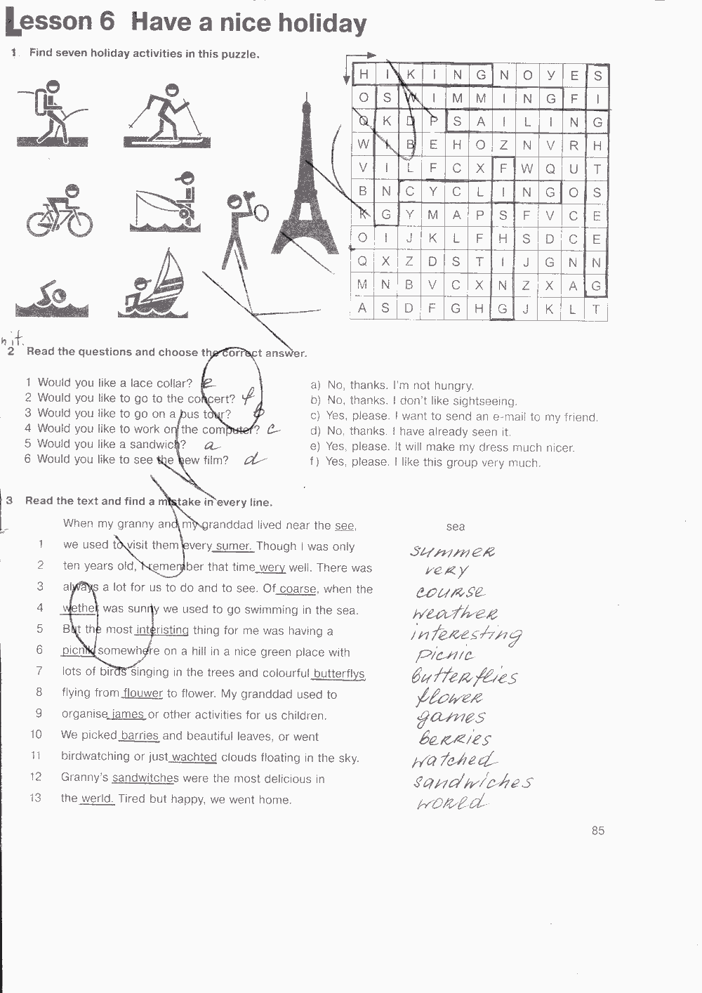 Рабочая тетрадь. Workbook, 7 класс, Н. Деревянко, С. Жаворонкова, Л. Козятинская, 2014 - 2016, задание: стр. 85