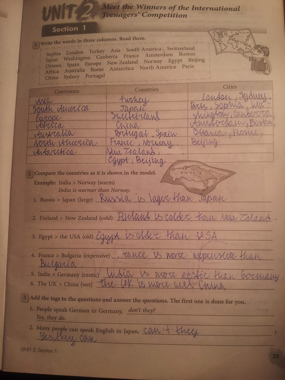 Рабочая тетрадь, 7 класс, Биболетова М.З., Бабушис Е.Е., 2015, задание: стр.25