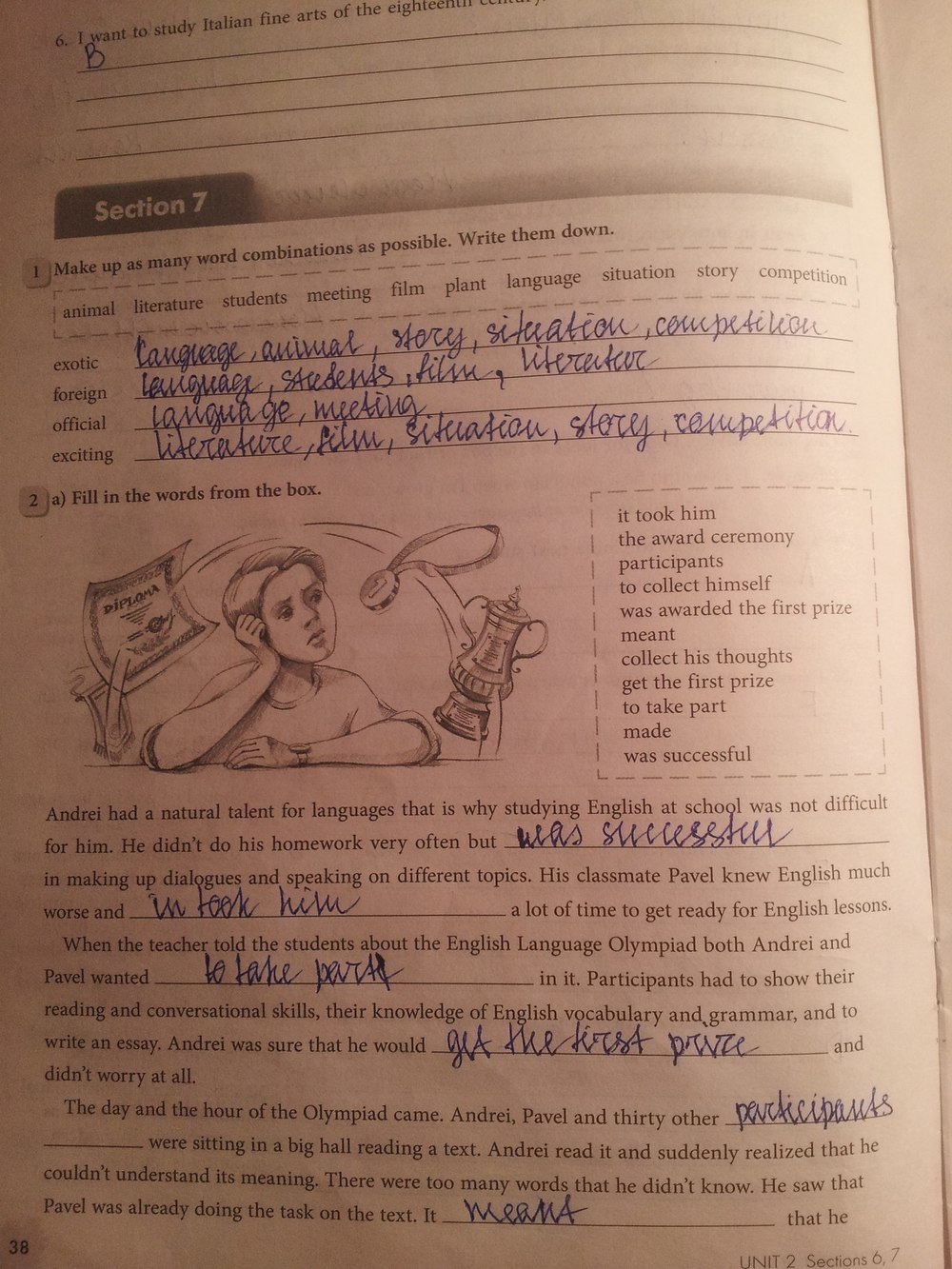 Рабочая тетрадь, 7 класс, Биболетова М.З., Бабушис Е.Е., 2015, задание: стр.38