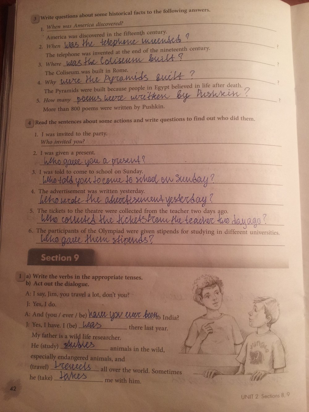 Рабочая тетрадь, 7 класс, Биболетова М.З., Бабушис Е.Е., 2015, задание: стр.42