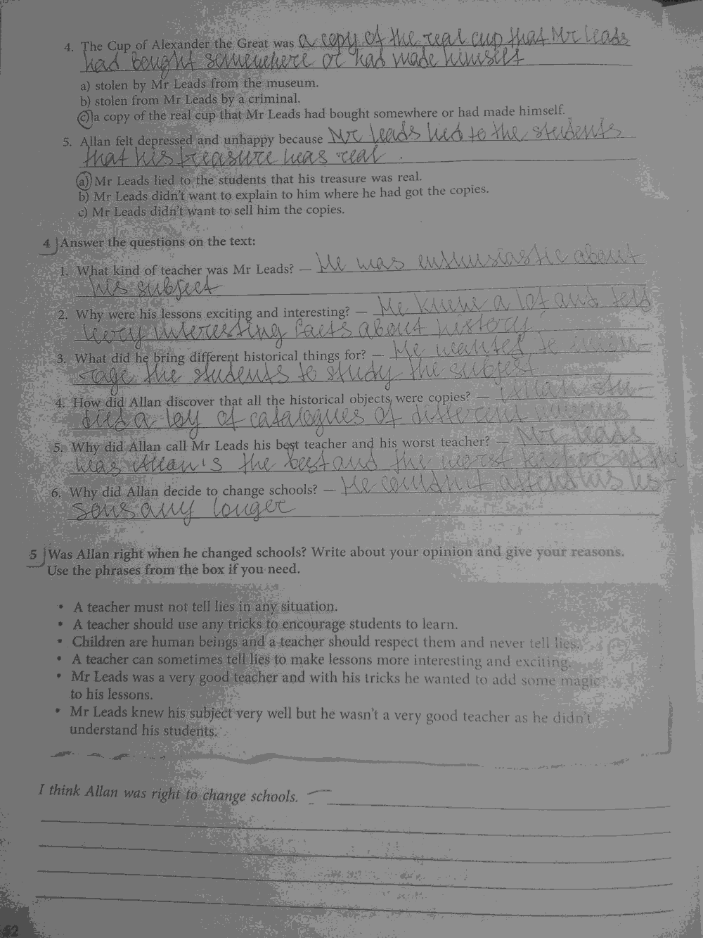 Рабочая тетрадь, 7 класс, Биболетова М.З., Бабушис Е.Е., 2015, задание: стр.52